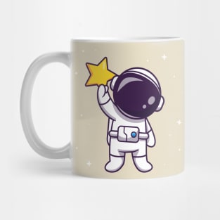 Cute Astronaut Holding Star Cartoon Mug